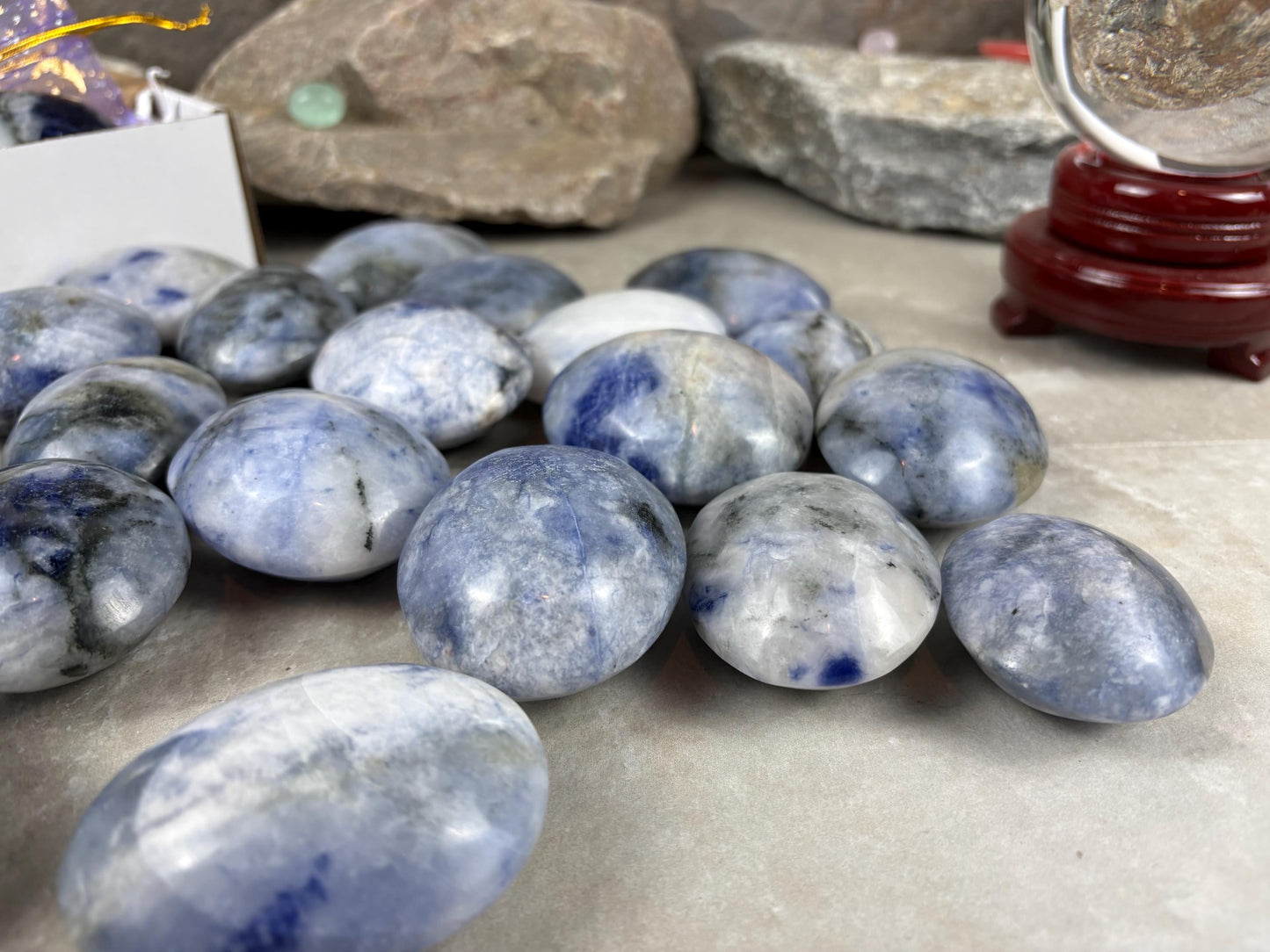Unusual Canada Ontario Sodalite and Quartz Blend Polished Worry Stone Home Decor Worry Pocket Stress Anxiety Palm Birthday Christmas Gift