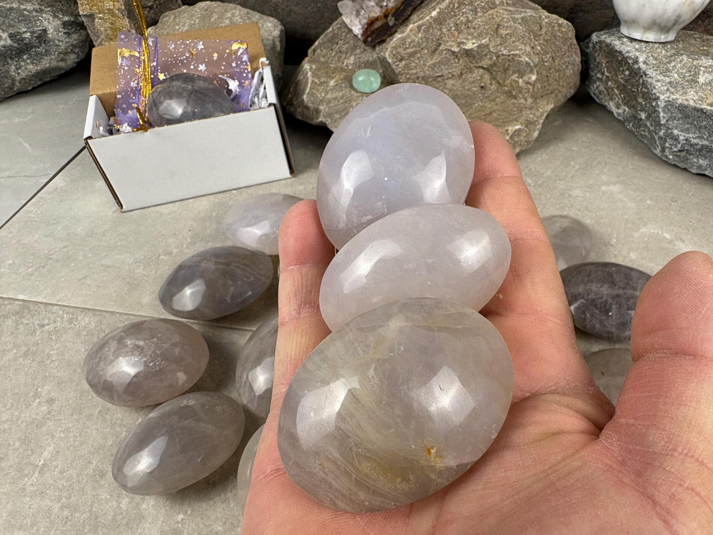 Arizona Large Blue Quartz Palms Worry Stone Home Decor Worry Pocket Stress Anxiety Palm Gift Birthday Crystal Meditation Christmas Birthday