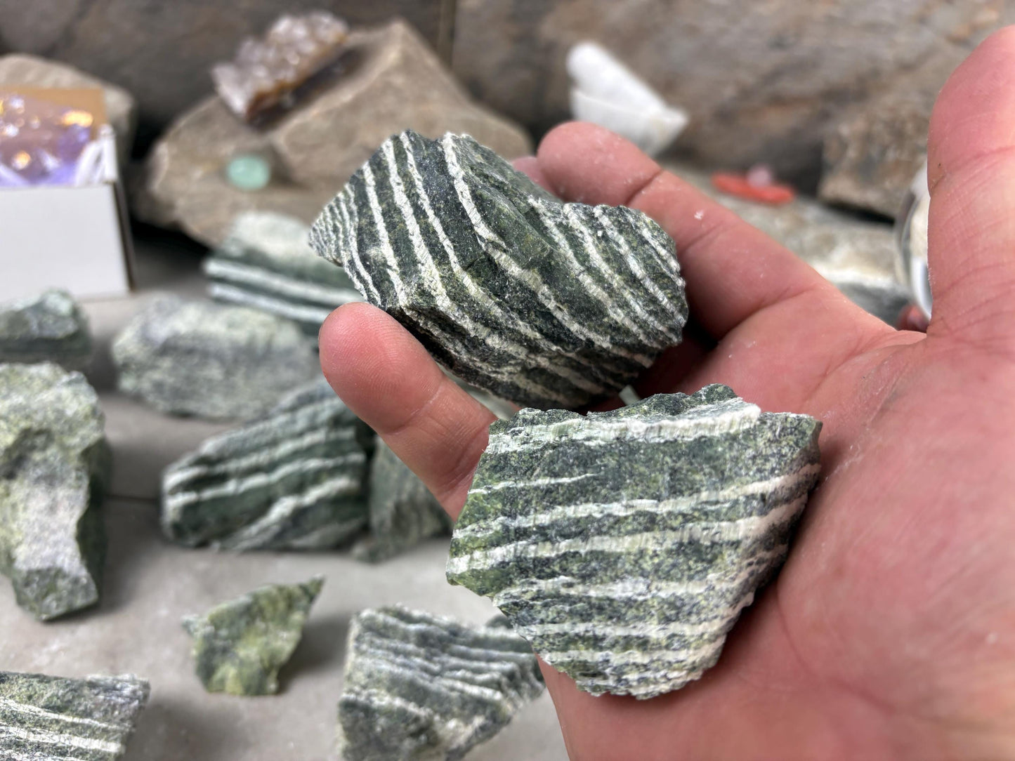 Raw Namibian Green Zebra Jasper Crystals Natural Crystal Worry Stone Home Decor Anxiety Distraction Meditation Birthday Christmas Arts Craft