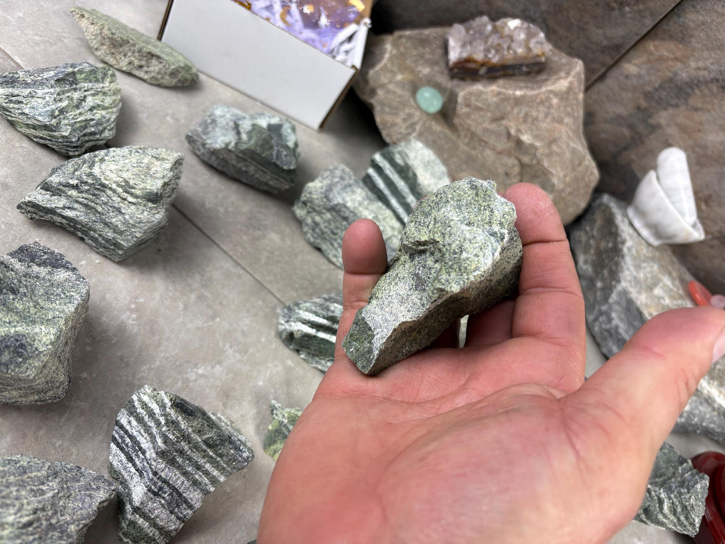 Raw Namibian Green Zebra Jasper Crystals Natural Crystal Worry Stone Home Decor Anxiety Distraction Meditation Birthday Christmas Arts Craft