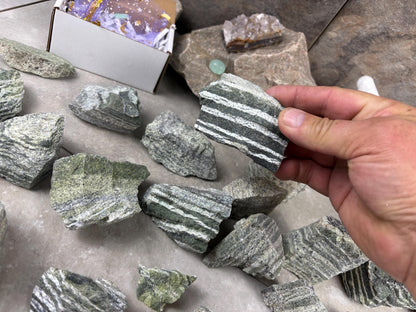 Raw Namibian Green Zebra Jasper Crystals Natural Crystal Worry Stone Home Decor Anxiety Distraction Meditation Birthday Christmas Arts Craft