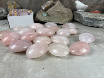 Small Batch Odisha India Rose Quartz Palm Stones Polished Natural Crystal Polished Worry Home Decor Anxiety Pocket Distraction Birthday Gift