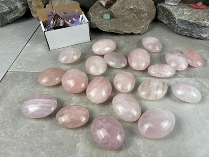 Small Batch Odisha India Rose Quartz Palm Stones Polished Natural Crystal Polished Worry Home Decor Anxiety Pocket Distraction Birthday Gift