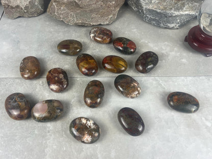 Gujarat India Sea Jasper Palm Stone: Polished Crystal Worry Stone Home Decor Worry Pocket Stress Anxiety Palm Stone