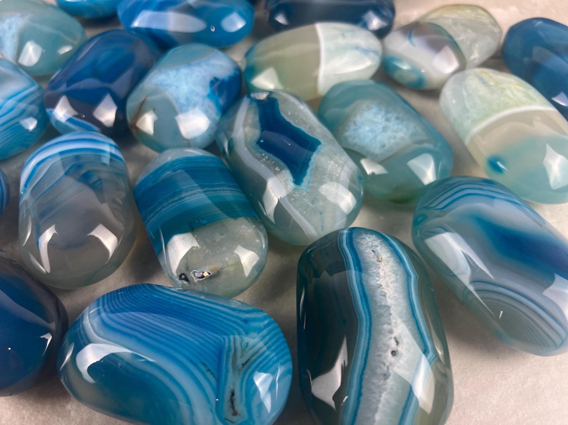 German Blue Sardonyx Palm Stone Polished Worry Stone Home Decor Home Decor Anxiety Pocket Home Decor Worry Pocket Stress Anxiety Palm Stone