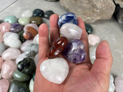 Assorted Heart Talisman Carved Polished Crystal Worry Pocket Personal Protection Stress Anxiety Palm Stone Home Decor Gift BirthdayChristmas