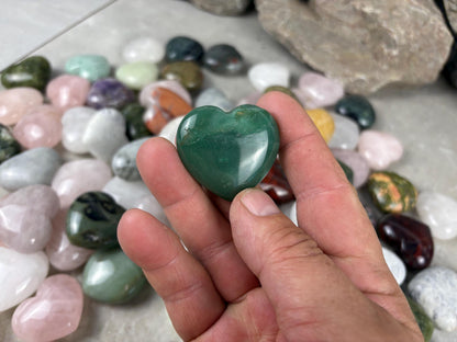 Assorted Heart Talisman Carved Polished Crystal Worry Pocket Personal Protection Stress Anxiety Palm Stone Home Decor Gift BirthdayChristmas
