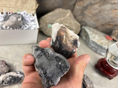 African Raw Black Tourmaline Quartz Chunk Natural Crystal Polished Worry Stone Decor Anxiety Pocket Meditation Christmas Craft Hobby