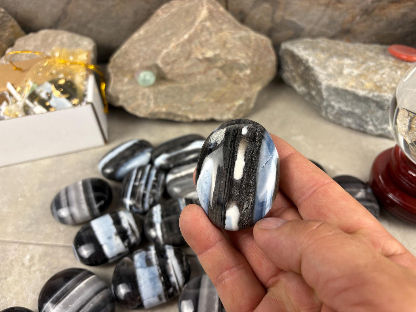 Oregon Blue Owyhee Opal Palm Stone Natural Crystal Polished Worry Decor Anxiety Pocket Distraction Meditation Christmas Worry Gift Jewellry