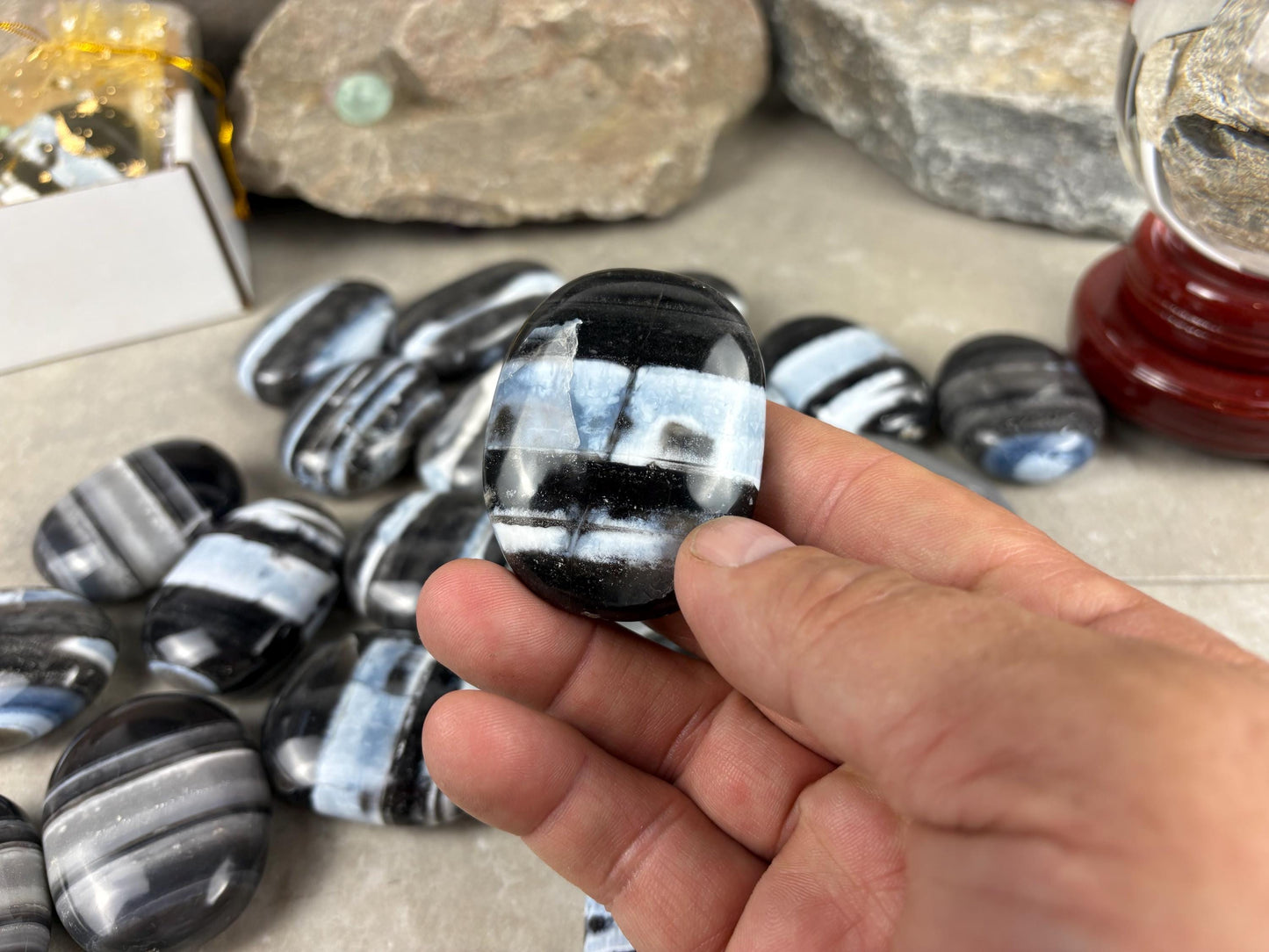 Oregon Blue Owyhee Opal Palm Stone Natural Crystal Polished Worry Decor Anxiety Pocket Distraction Meditation Christmas Worry Gift Jewellry