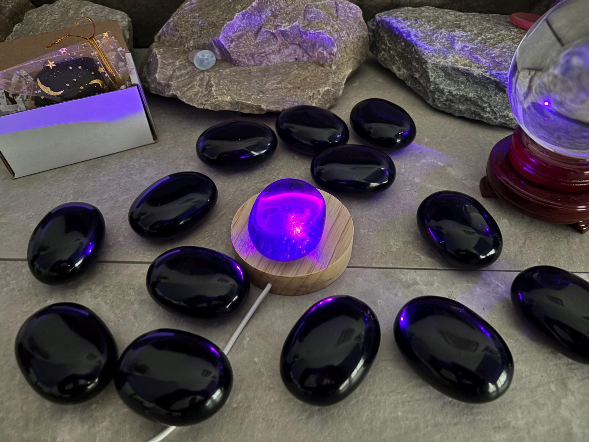 Purple Resonance Smelting Quartz Palm Stone Natural Crystal Polished Worry Decor Anxiety Pocket Distraction Meditation Christmas Worry Gift