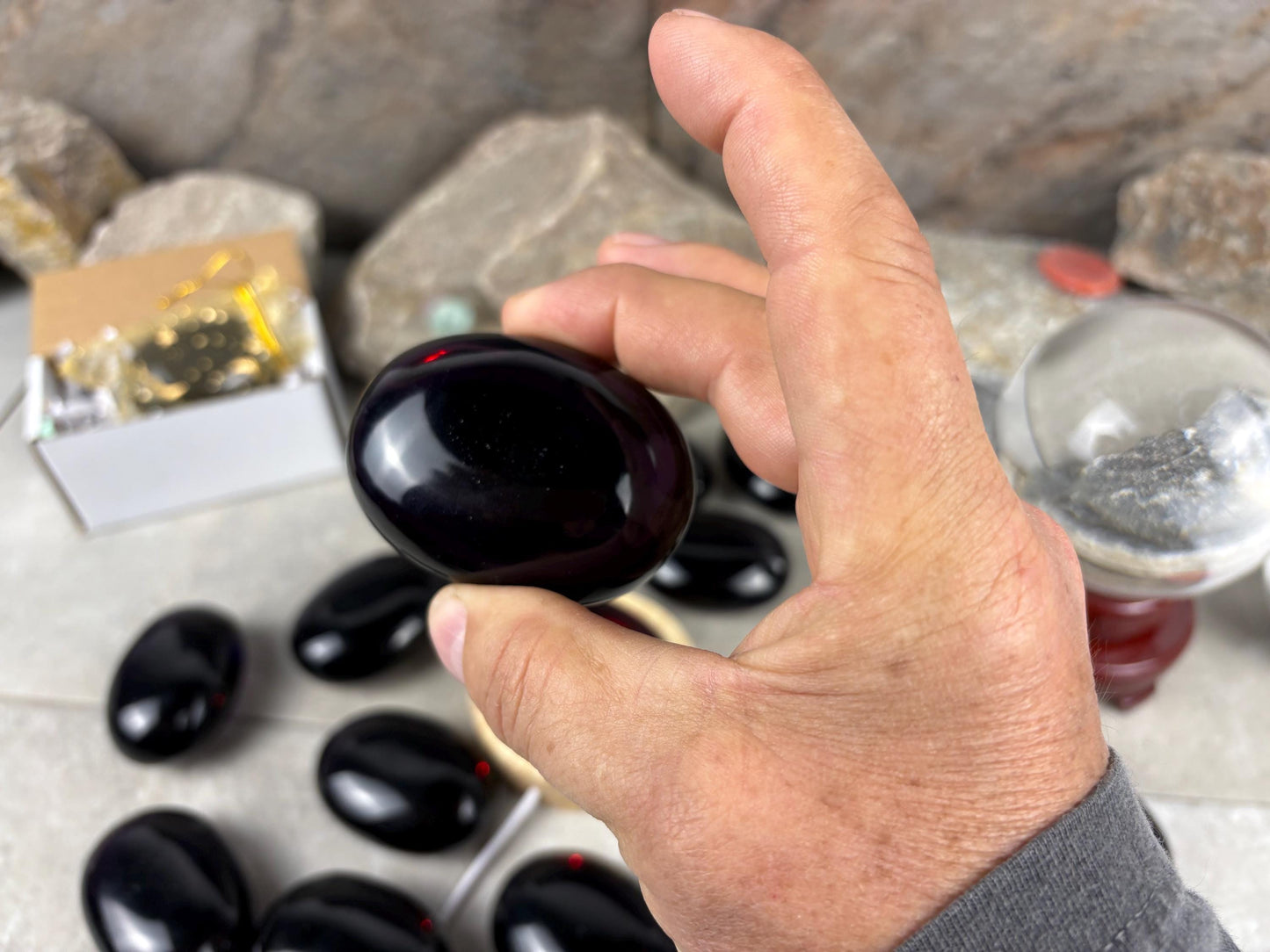 Purple Resonance Smelting Quartz Palm Stone Natural Crystal Polished Worry Decor Anxiety Pocket Distraction Meditation Christmas Worry Gift