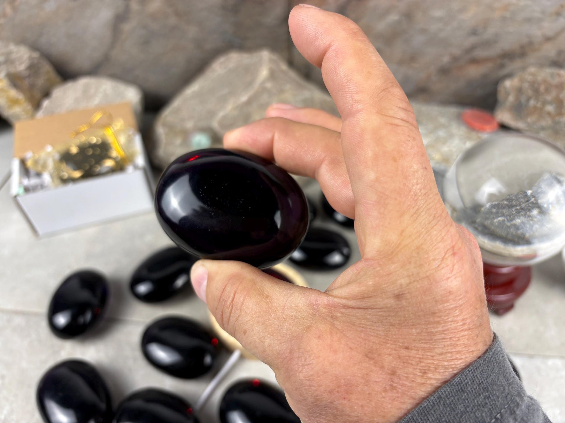 Purple Resonance Smelting Quartz Palm Stone Natural Crystal Polished Worry Decor Anxiety Pocket Distraction Meditation Christmas Worry Gift