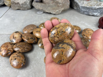 Rajasthan Orange Moonstone with Smoky Quartz Palm Stone Polished Worry Stone Home Decor Anxiety Pocket Gift Worry Pocket Stress Birthday