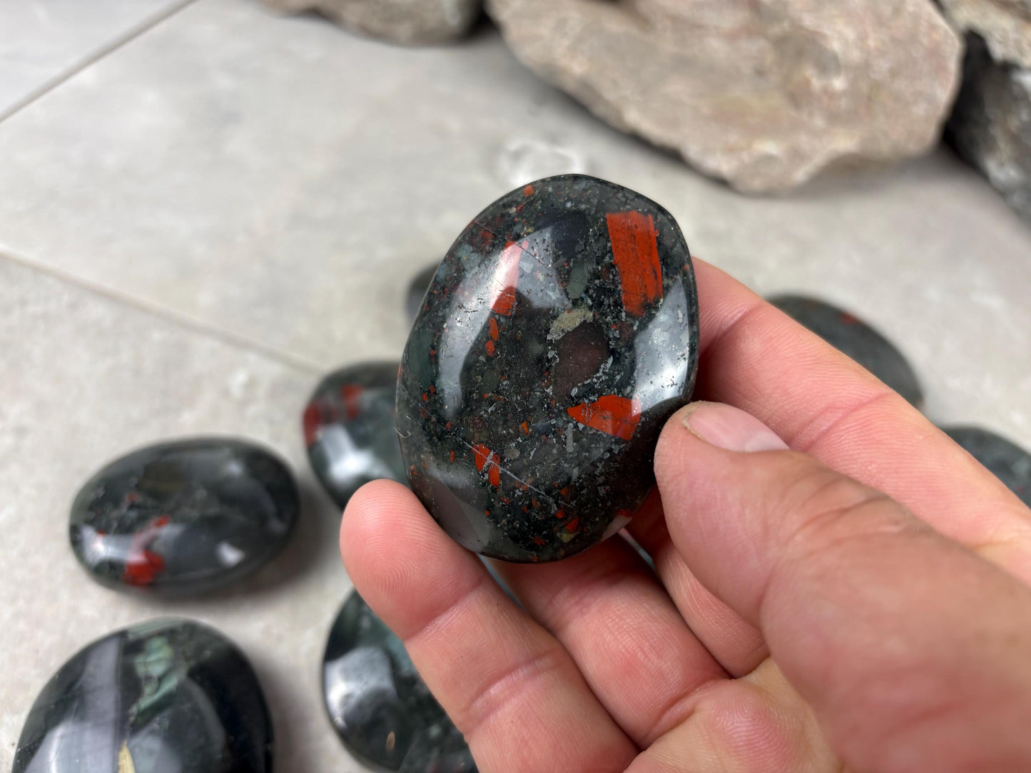 Gujarat Peshwa Heliotrope India Blood Stone Palm Stone Polished Worry Stone Home Decor Anxiety Pocket Gift Worry Pocket Stress Birthday