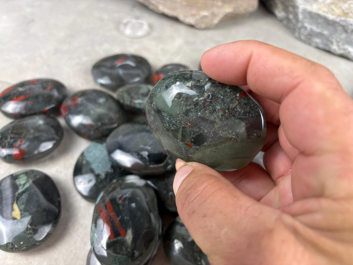 Gujarat Peshwa Heliotrope India Blood Stone Palm Stone Polished Worry Stone Home Decor Anxiety Pocket Gift Worry Pocket Stress Birthday