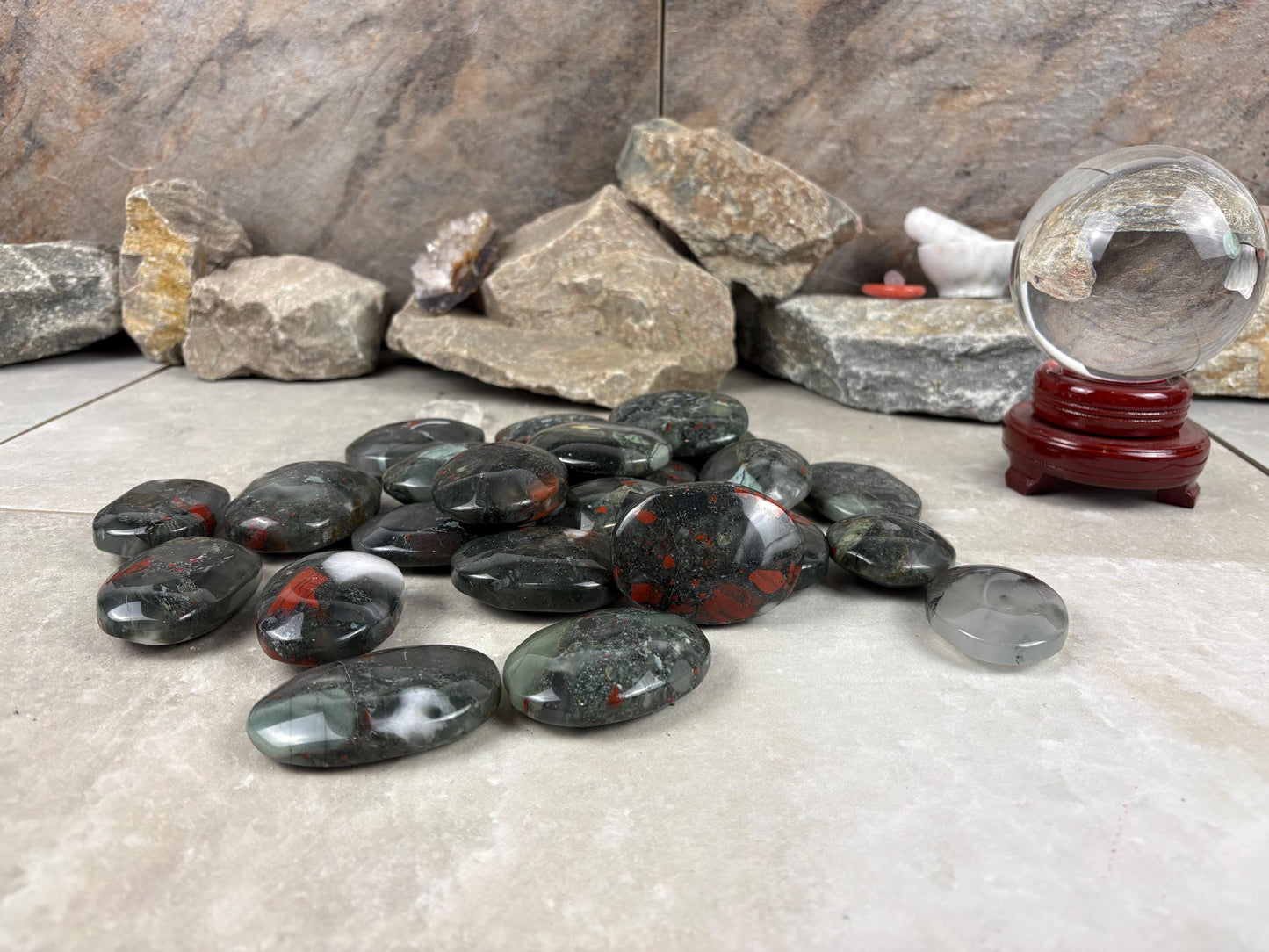 Gujarat Peshwa Heliotrope India Blood Stone Palm Stone Polished Worry Stone Home Decor Anxiety Pocket Gift Worry Pocket Stress Birthday