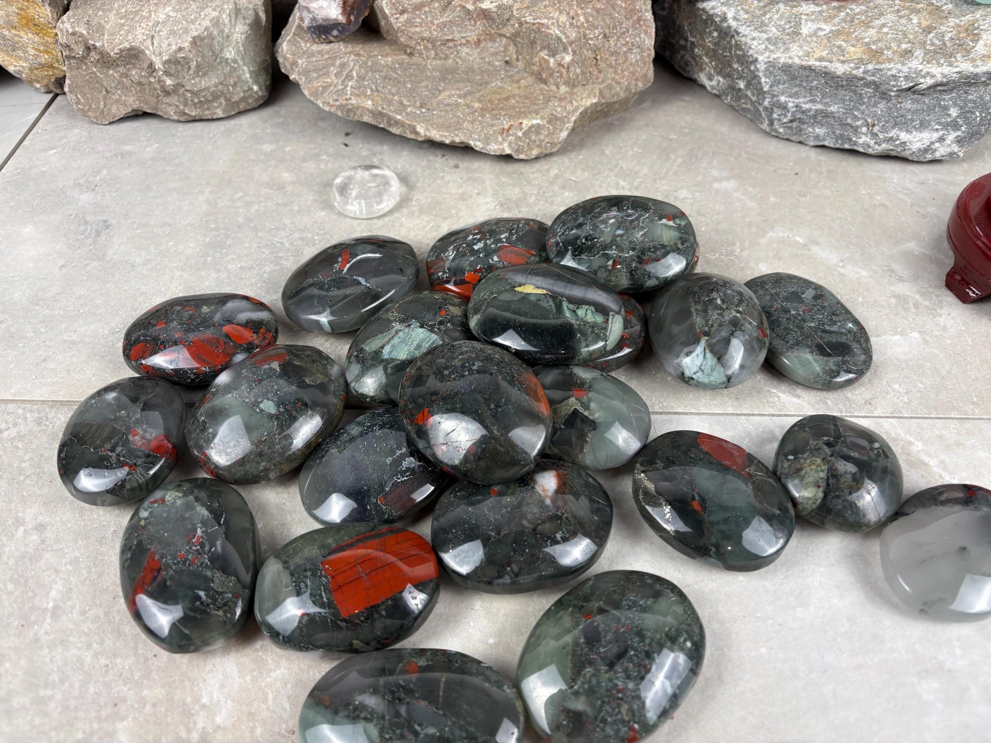 Gujarat Peshwa Heliotrope India Blood Stone Palm Stone Polished Worry Stone Home Decor Anxiety Pocket Gift Worry Pocket Stress Birthday