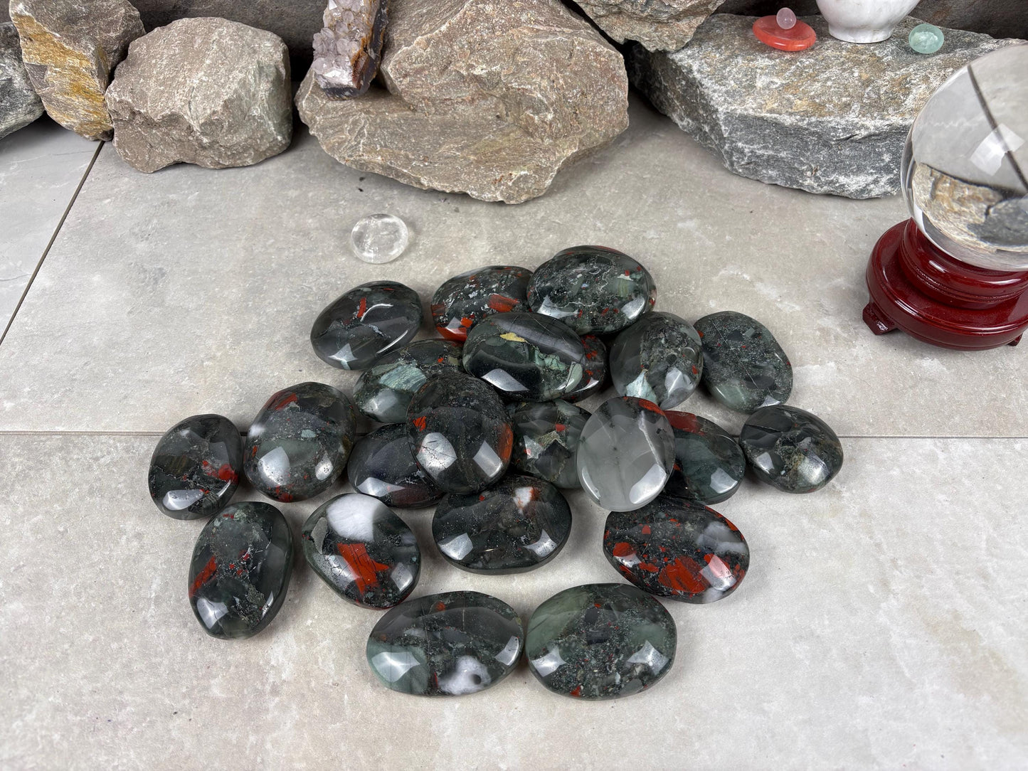 Gujarat Peshwa Heliotrope India Blood Stone Palm Stone Polished Worry Stone Home Decor Anxiety Pocket Gift Worry Pocket Stress Birthday