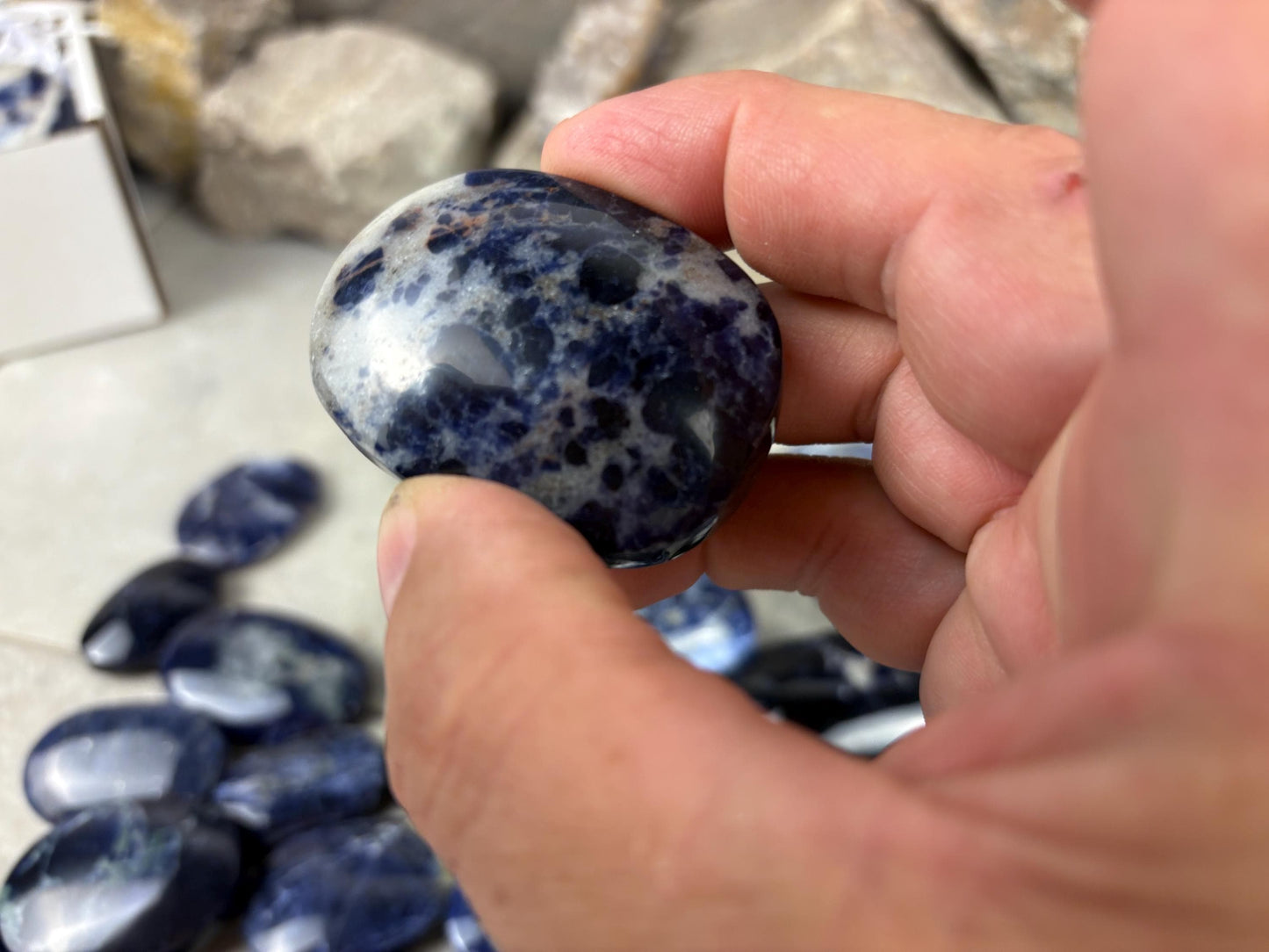 Ontario Blue Sodalite Palm Stone: Anxiety Relief Meditation Gift Home Decor Worry Pocket Stress Anxiety Palm Stone Birthday Gift Crystal