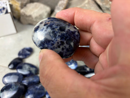 Ontario Blue Sodalite Palm Stone: Anxiety Relief Meditation Gift Home Decor Worry Pocket Stress Anxiety Palm Stone Birthday Gift Crystal