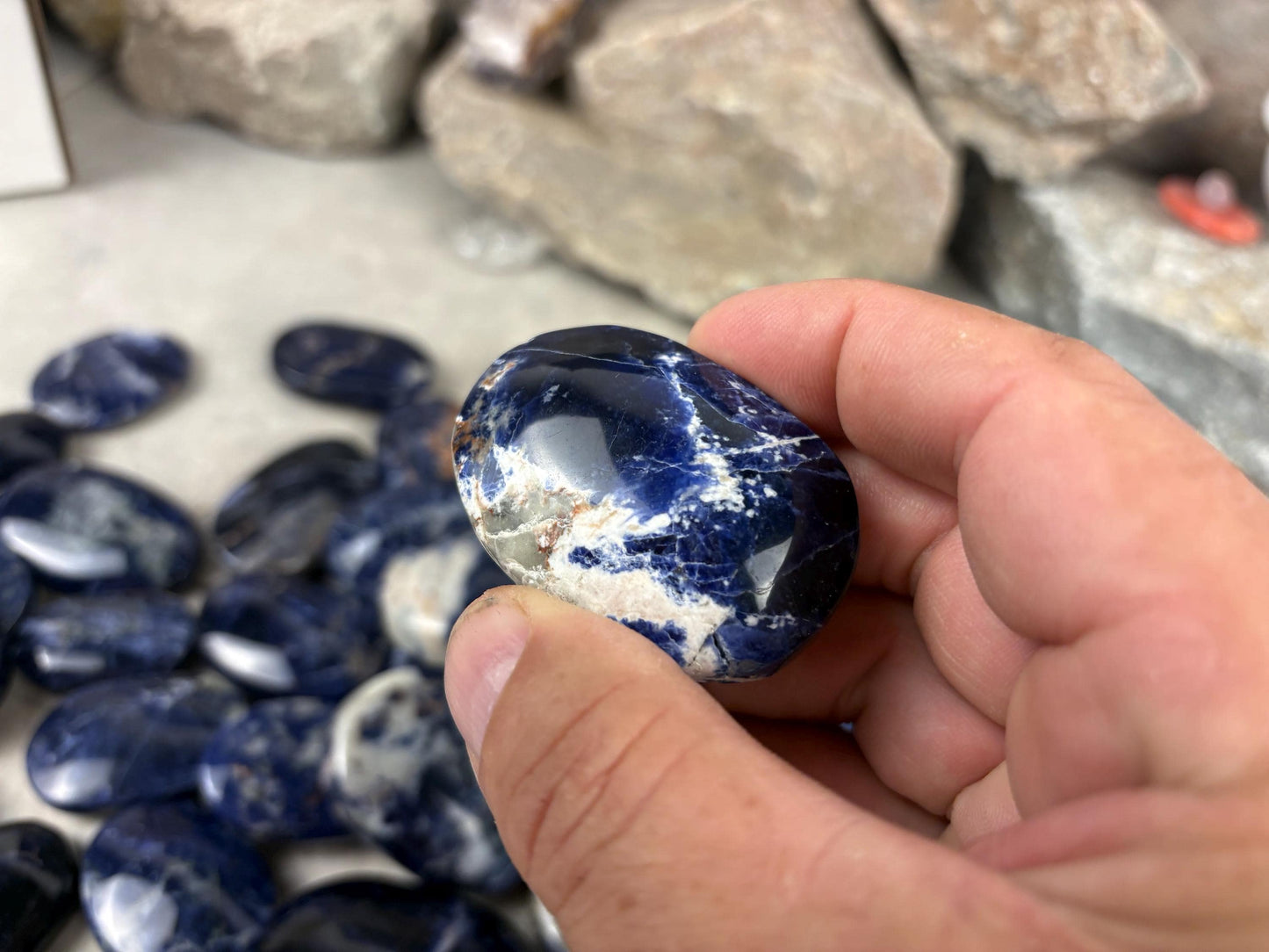 Ontario Blue Sodalite Palm Stone: Anxiety Relief Meditation Gift Home Decor Worry Pocket Stress Anxiety Palm Stone Birthday Gift Crystal