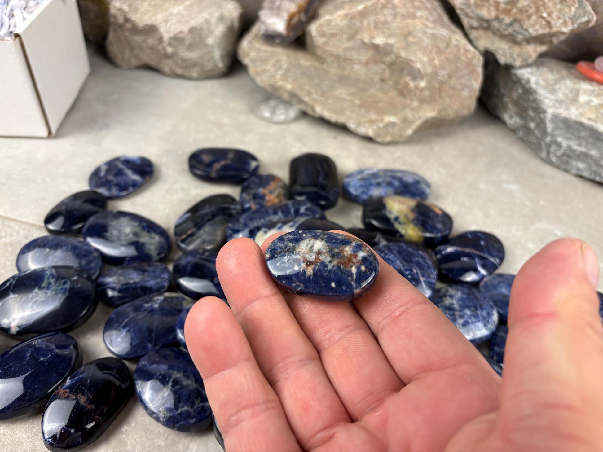 Ontario Blue Sodalite Palm Stone: Anxiety Relief Meditation Gift Home Decor Worry Pocket Stress Anxiety Palm Stone Birthday Gift Crystal