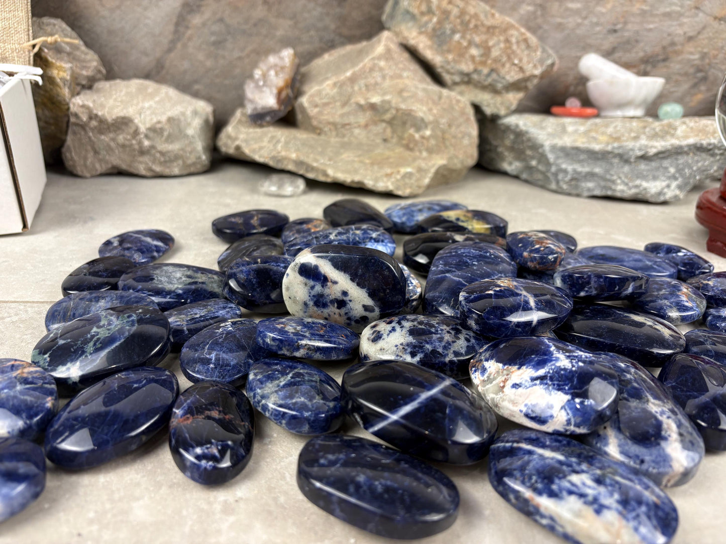 Ontario Blue Sodalite Palm Stone: Anxiety Relief Meditation Gift Home Decor Worry Pocket Stress Anxiety Palm Stone Birthday Gift Crystal