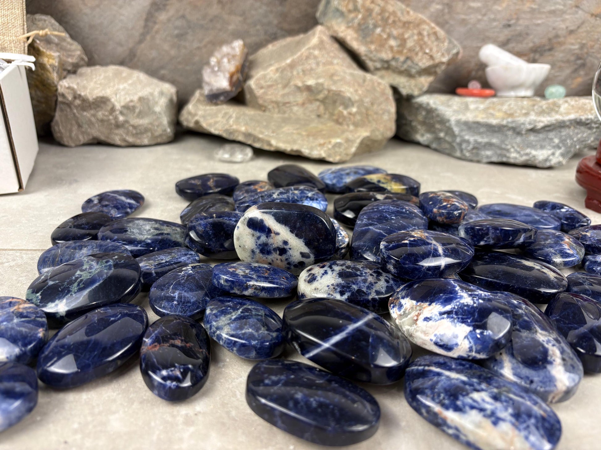 Ontario Blue Sodalite Palm Stone: Anxiety Relief Meditation Gift Home Decor Worry Pocket Stress Anxiety Palm Stone Birthday Gift Crystal