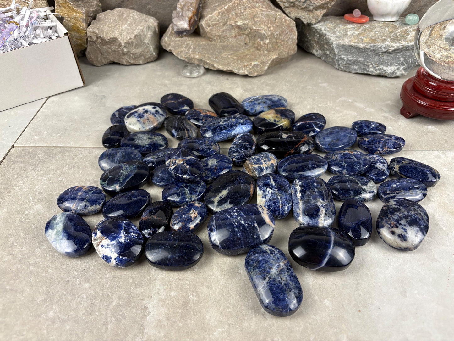 Ontario Blue Sodalite Palm Stone: Anxiety Relief Meditation Gift Home Decor Worry Pocket Stress Anxiety Palm Stone Birthday Gift Crystal