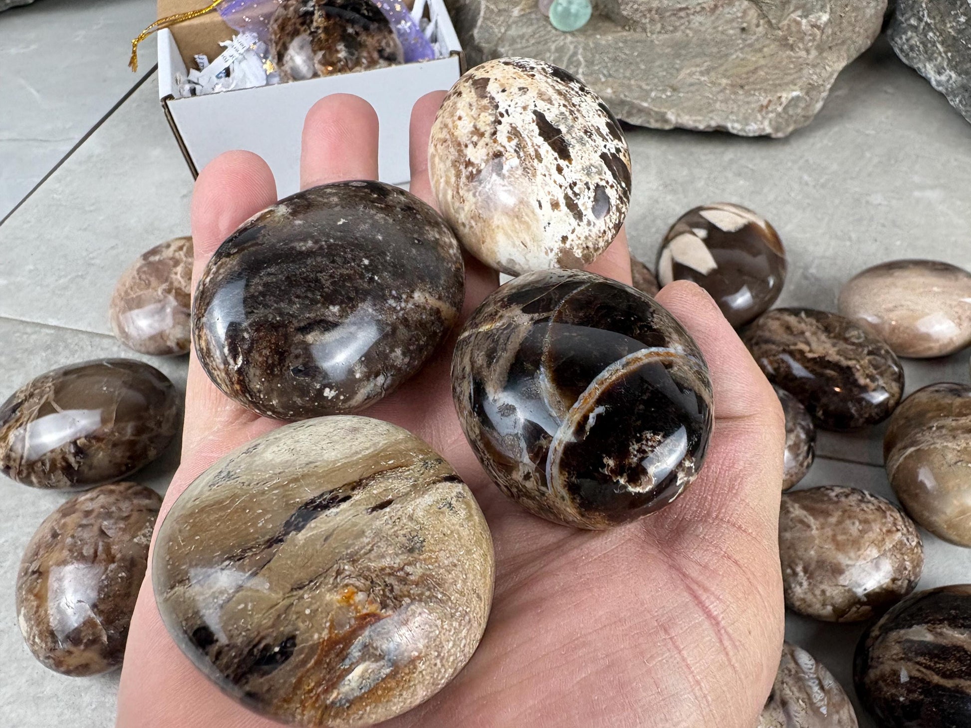 Australian Dark Opal Polished Carved Crystal for Anxiety Relief Home Decor Worry Pocket Stress Anxiety Palm Stone Distraction Gift Birthday