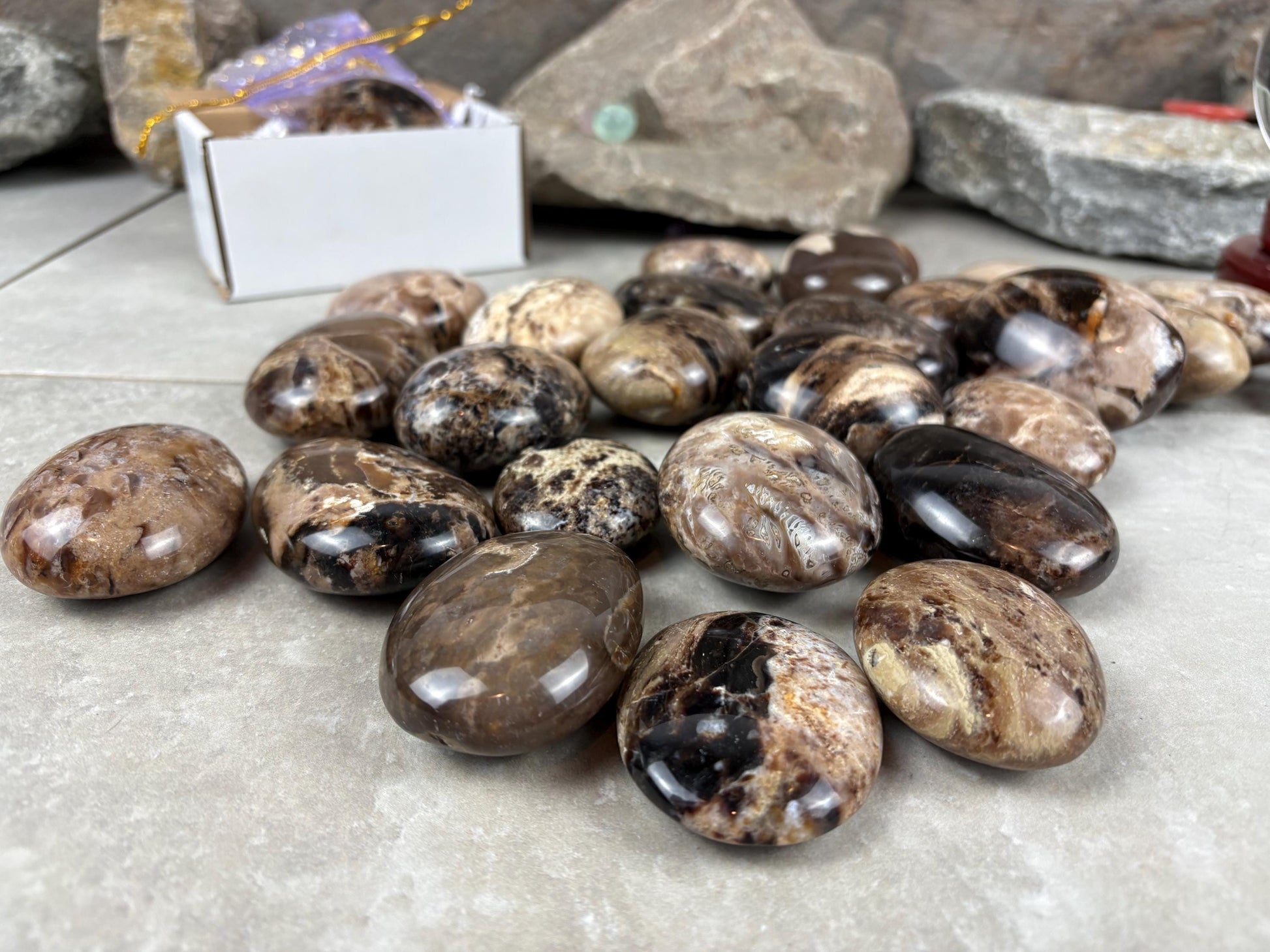 Australian Dark Opal Polished Carved Crystal for Anxiety Relief Home Decor Worry Pocket Stress Anxiety Palm Stone Distraction Gift Birthday