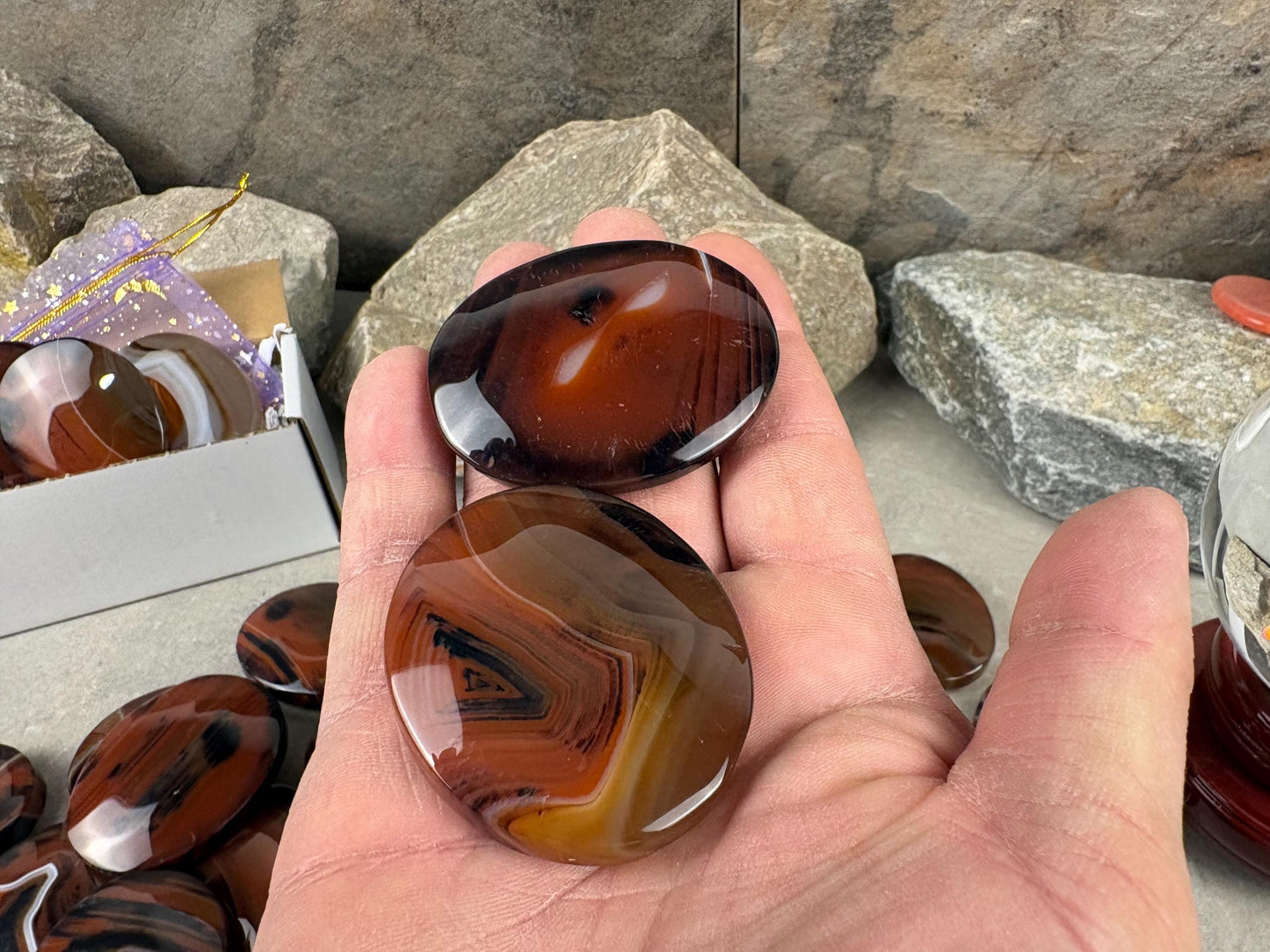 California Red Sardonyx Palm Stone Polished Worry Stone Home Decor Home Decor Anxiety Pocket Home Decor Worry Pocket Stress Anxiety Palm