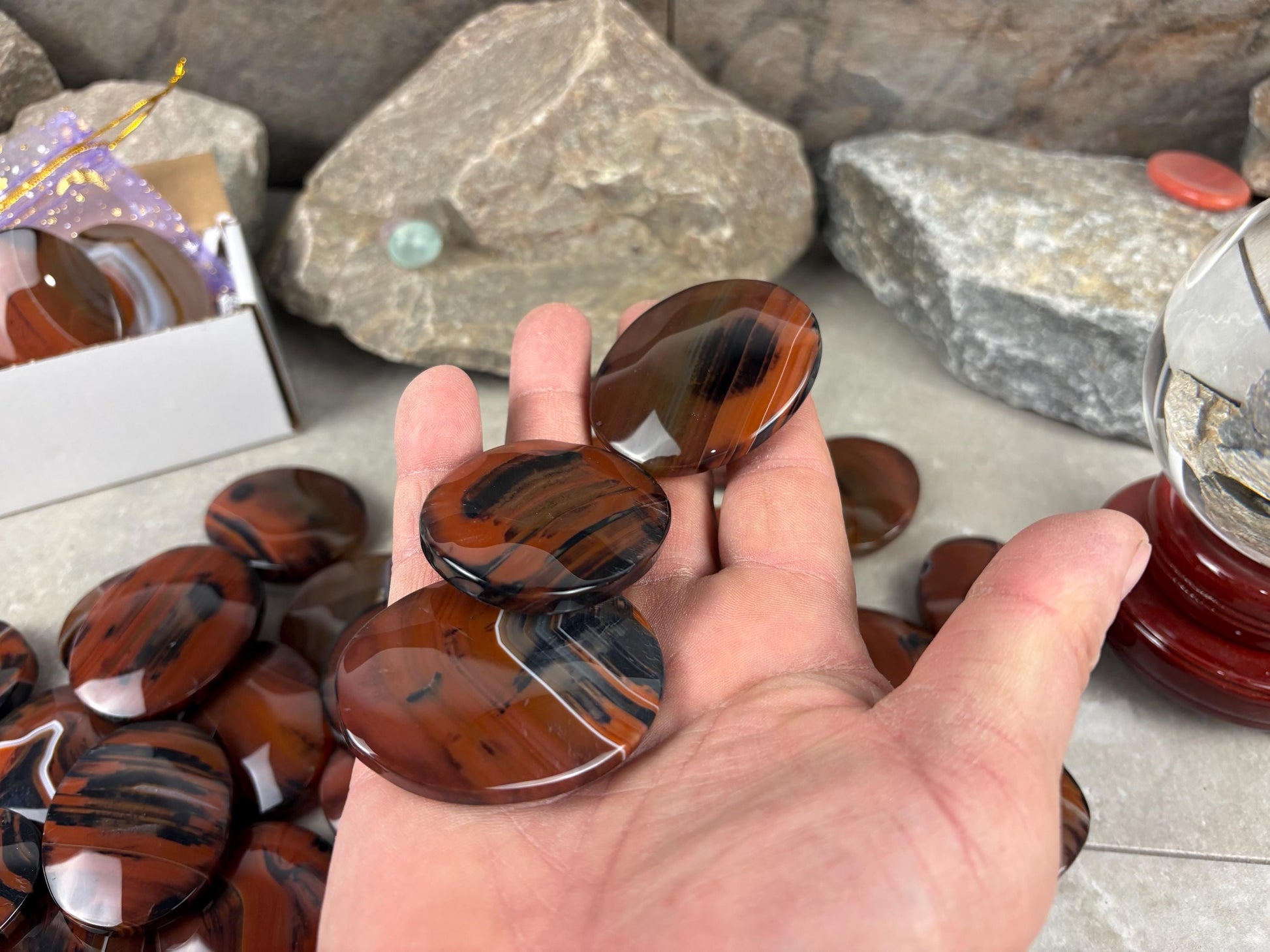 California Red Sardonyx Palm Stone Polished Worry Stone Home Decor Home Decor Anxiety Pocket Home Decor Worry Pocket Stress Anxiety Palm