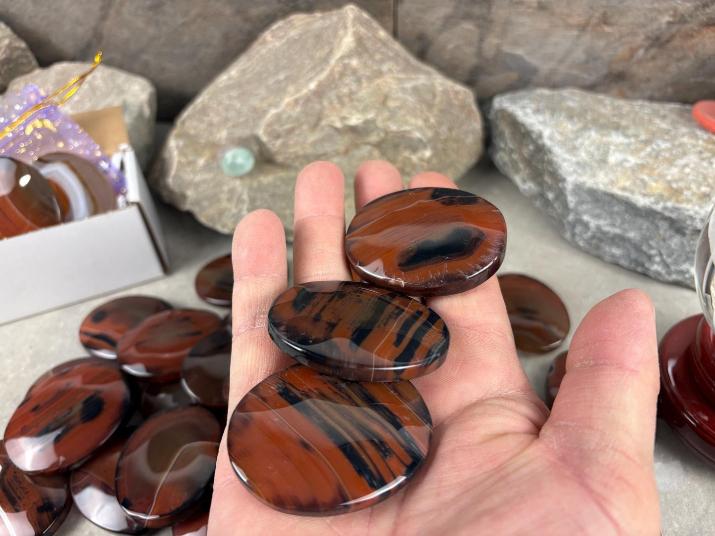 California Red Sardonyx Palm Stone Polished Worry Stone Home Decor Home Decor Anxiety Pocket Home Decor Worry Pocket Stress Anxiety Palm