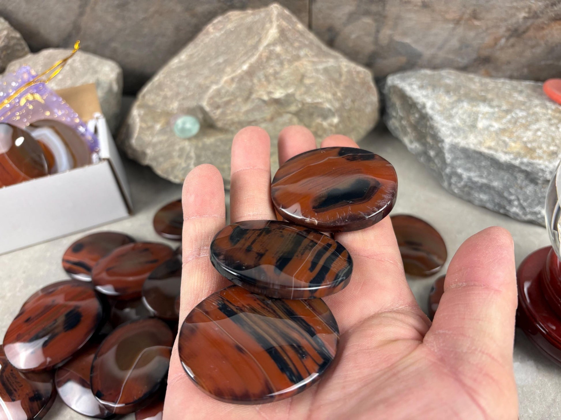 California Red Sardonyx Palm Stone Polished Worry Stone Home Decor Home Decor Anxiety Pocket Home Decor Worry Pocket Stress Anxiety Palm