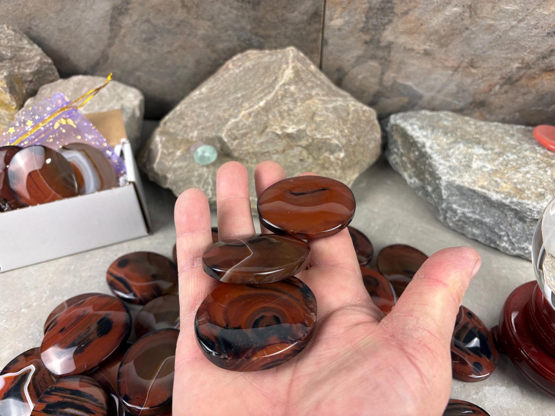 California Red Sardonyx Palm Stone Polished Worry Stone Home Decor Home Decor Anxiety Pocket Home Decor Worry Pocket Stress Anxiety Palm