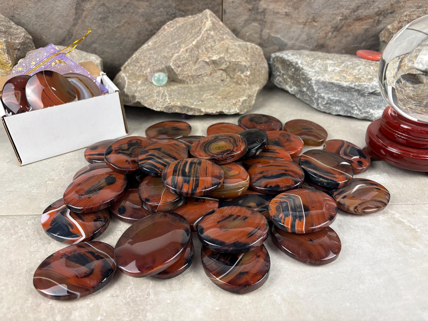 California Red Sardonyx Palm Stone Polished Worry Stone Home Decor Home Decor Anxiety Pocket Home Decor Worry Pocket Stress Anxiety Palm