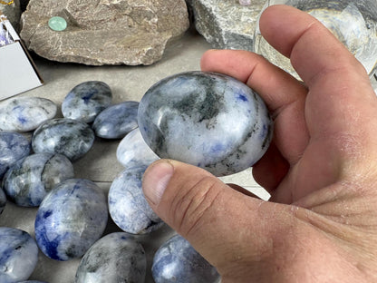 Unusual Canada Ontario Sodalite and Quartz Blend Polished Worry Stone Home Decor Worry Pocket Stress Anxiety Palm Birthday Christmas Gift