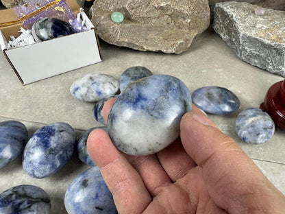Unusual Canada Ontario Sodalite and Quartz Blend Polished Worry Stone Home Decor Worry Pocket Stress Anxiety Palm Birthday Christmas Gift
