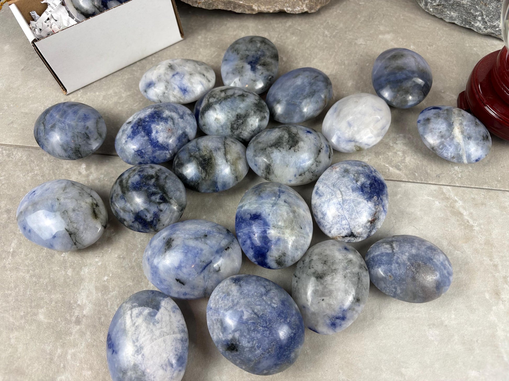 Unusual Canada Ontario Sodalite and Quartz Blend Polished Worry Stone Home Decor Worry Pocket Stress Anxiety Palm Birthday Christmas Gift