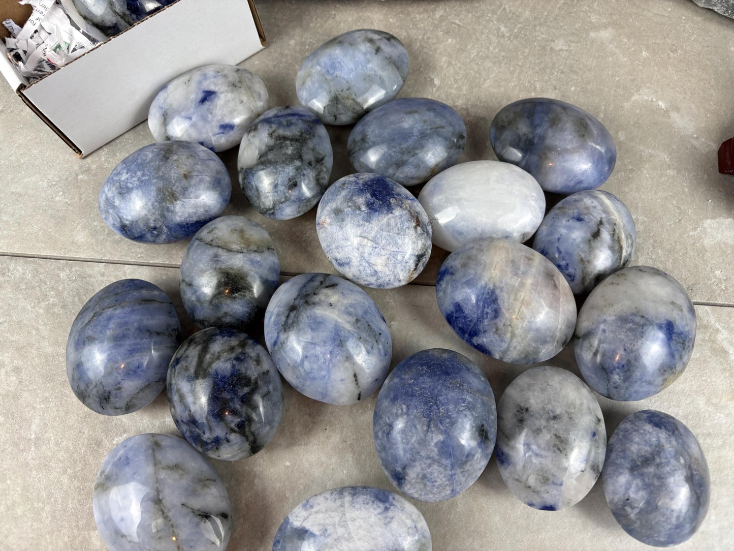 Unusual Canada Ontario Sodalite and Quartz Blend Polished Worry Stone Home Decor Worry Pocket Stress Anxiety Palm Birthday Christmas Gift