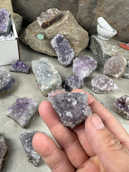 Brazil Amethyst Geode Frag Bedside Cluster Natural Crystal Worry Anxiety Distraction Stone Home Decor Worry Pocket Stress Anxiety Altar