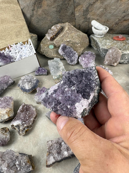 Brazil Amethyst Geode Frag Bedside Cluster Natural Crystal Worry Anxiety Distraction Stone Home Decor Worry Pocket Stress Anxiety Altar