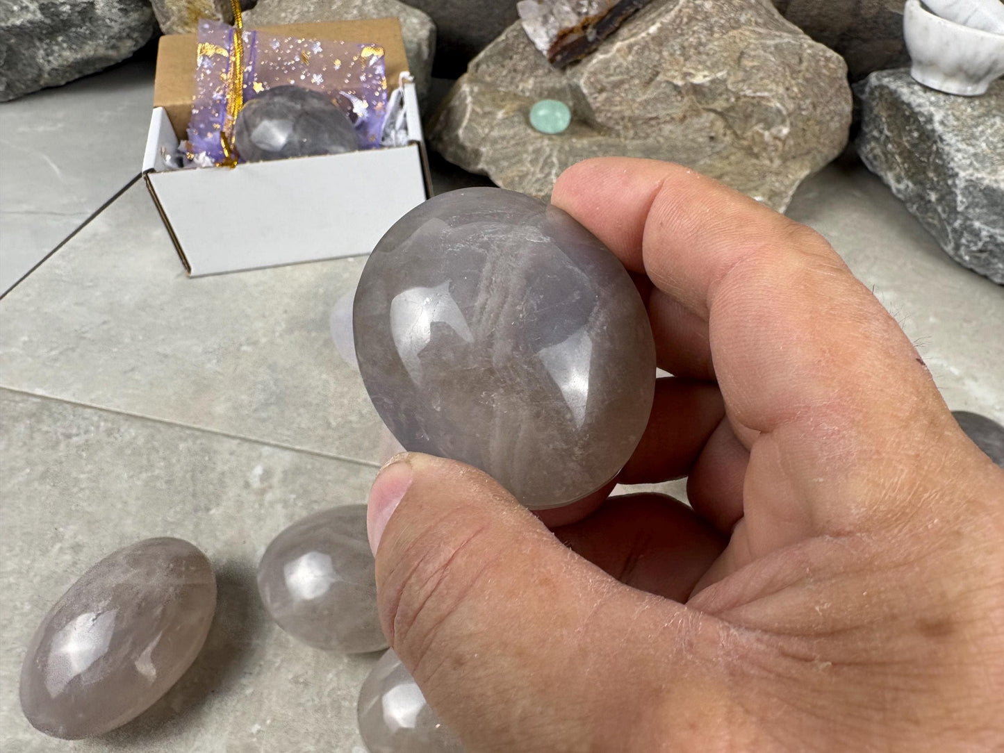 Arizona Large Blue Quartz Palms Worry Stone Home Decor Worry Pocket Stress Anxiety Palm Gift Birthday Crystal Meditation Christmas Birthday