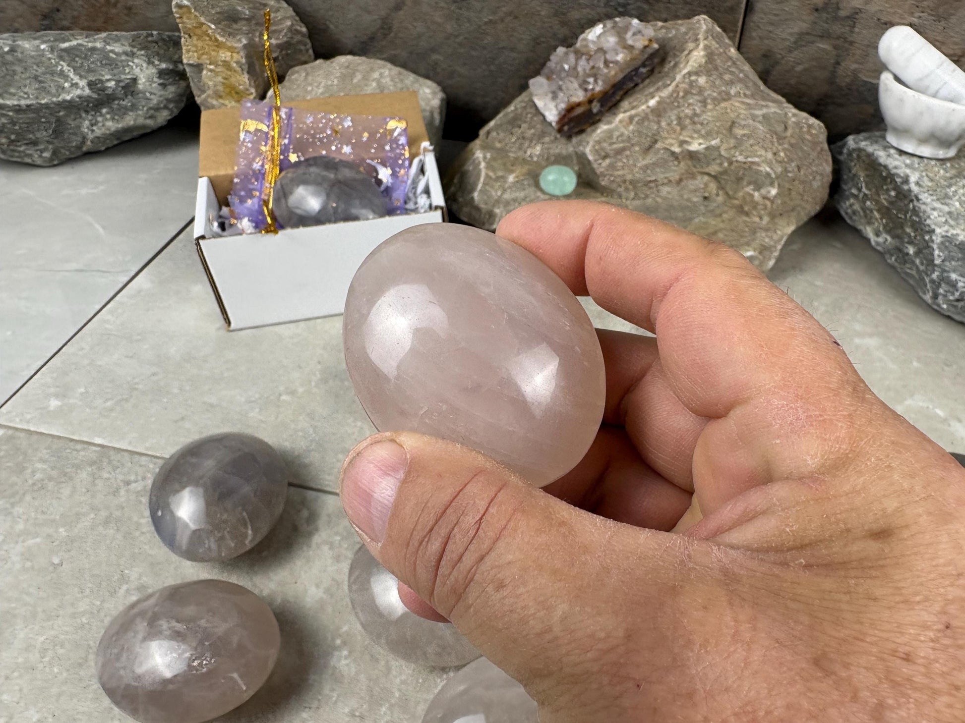 Arizona Large Blue Quartz Palms Worry Stone Home Decor Worry Pocket Stress Anxiety Palm Gift Birthday Crystal Meditation Christmas Birthday