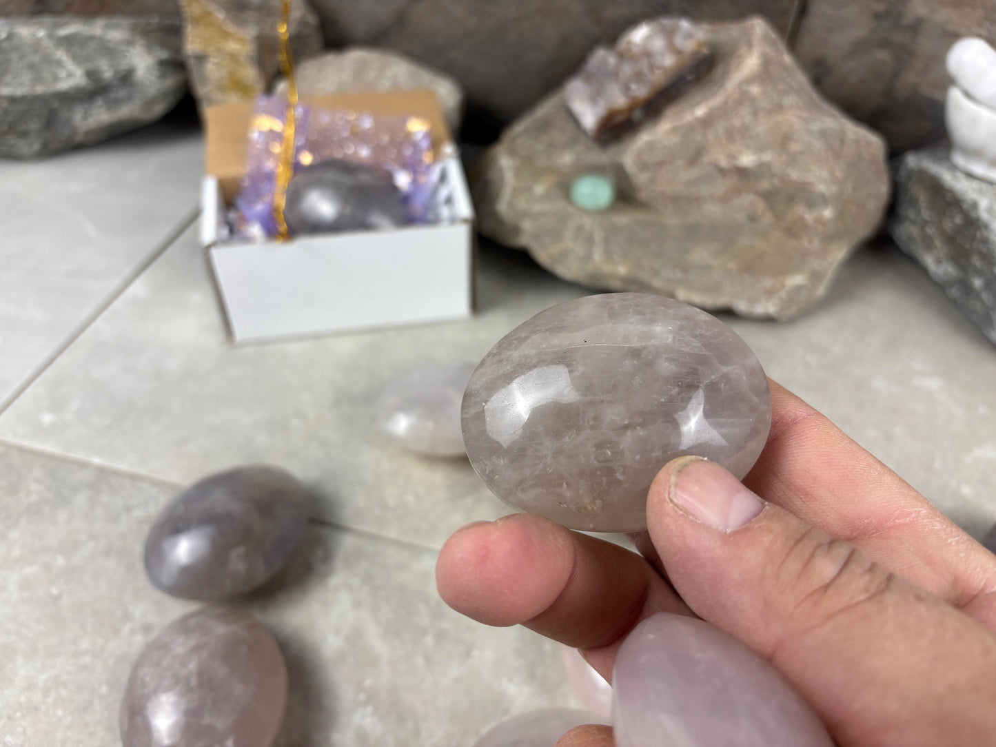Arizona Large Blue Quartz Palms Worry Stone Home Decor Worry Pocket Stress Anxiety Palm Gift Birthday Crystal Meditation Christmas Birthday