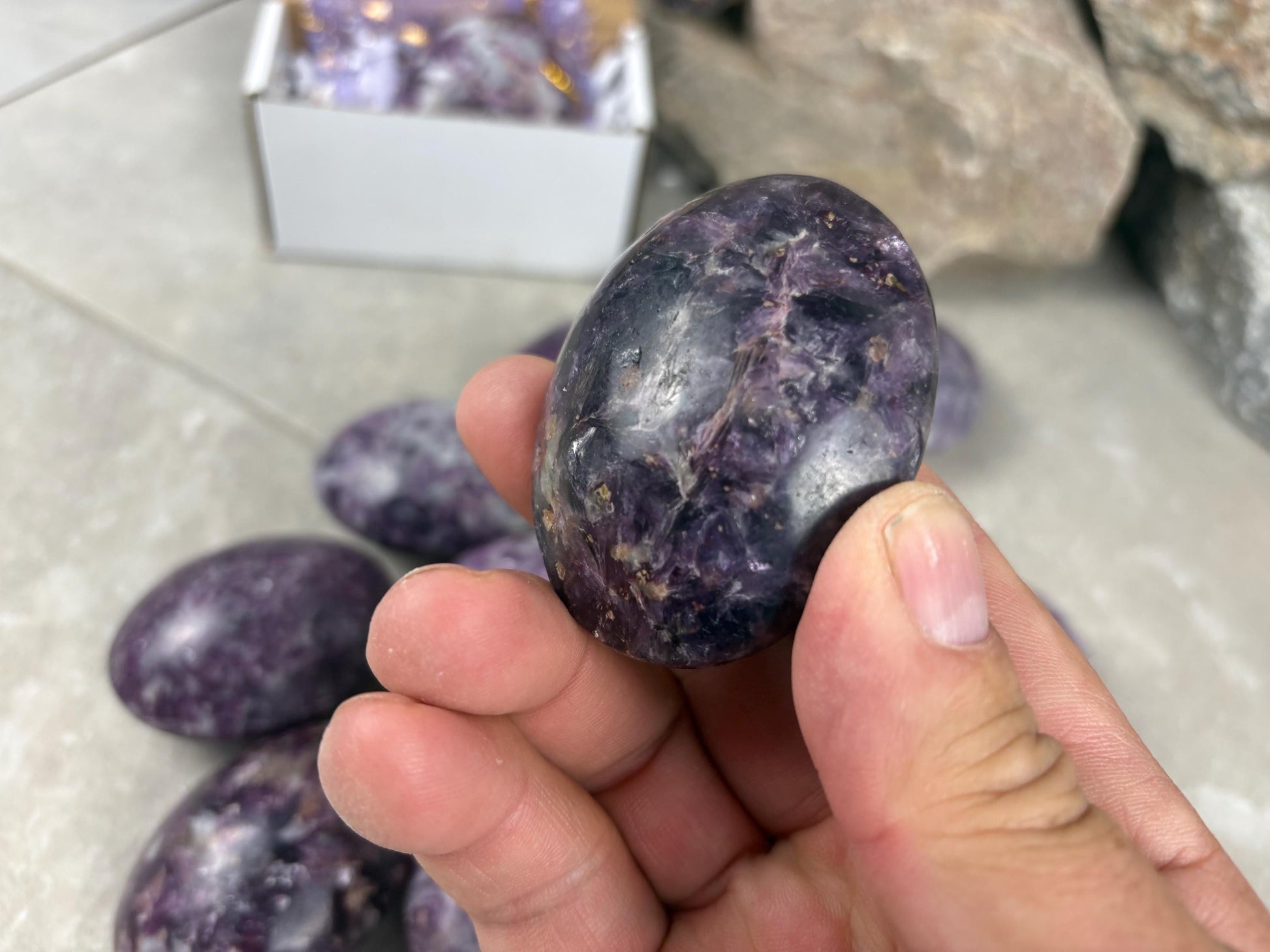 Nevada Lepidolite Natural Crystal Polished Palm Stone Home Decor Worry Pocket Stress Anxiety Gift Birthday Protection Worry Pocket