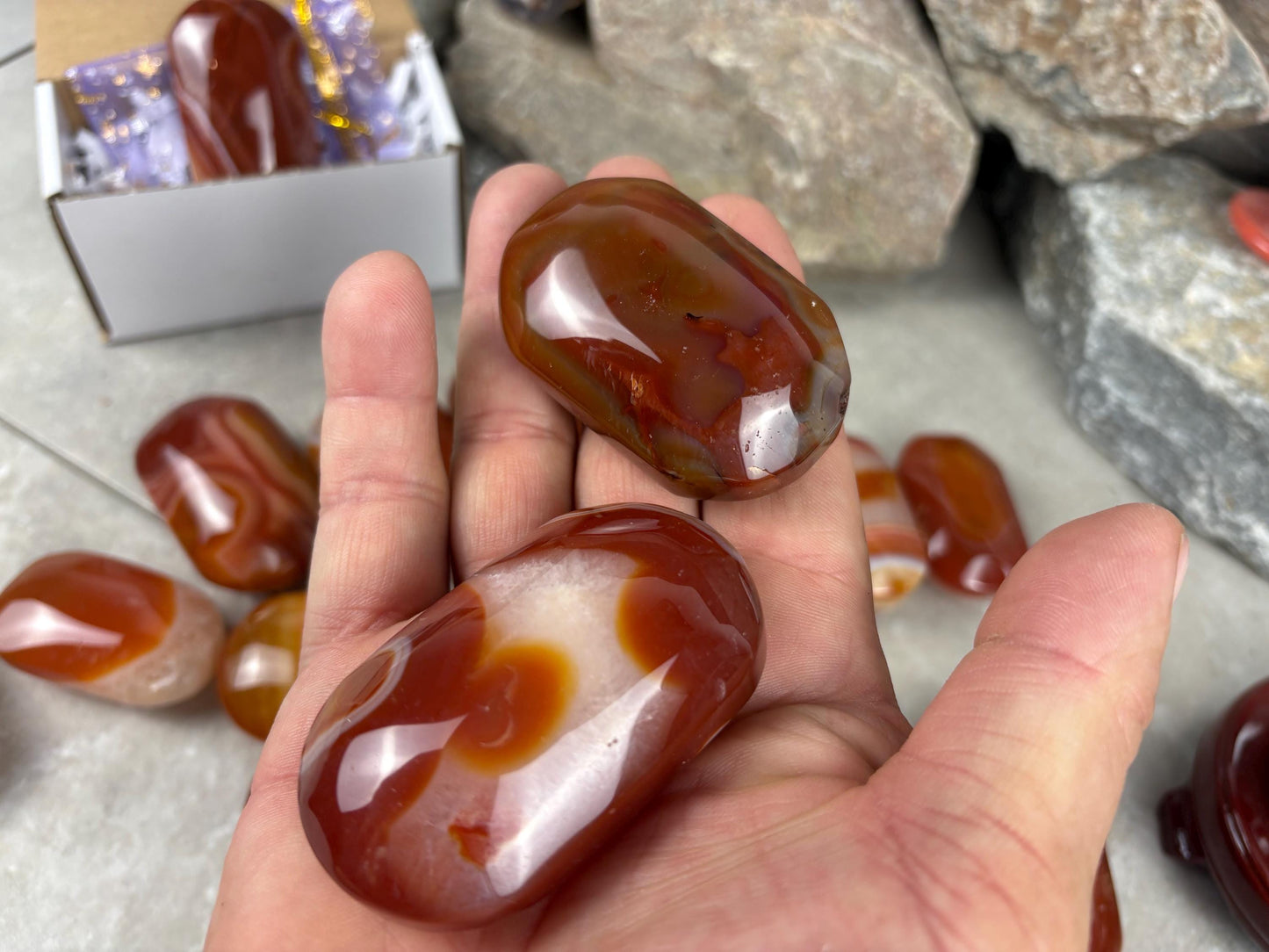 Brazilian Red Sardonyx Natural Crystal Palm Stone Worry Anxiety Distraction Pocket Stone Home Decor Worry Pocket Stress Anxiety Palm Stone