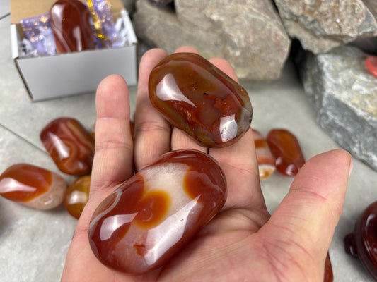 Brazilian Red Sardonyx Natural Crystal Palm Stone Worry Anxiety Distraction Pocket Stone Home Decor Worry Pocket Stress Anxiety Palm Stone